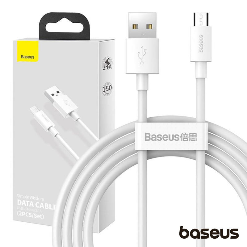 CONJUNTO 2 CABOS USB-A  MICROUSB MACHO 1.5M BASEUS