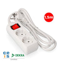 BASE MÚLTIPLA 2 TOMADAS T/TL 10/16A TIPO F + INTERRUPTOR 1,5M 3X1