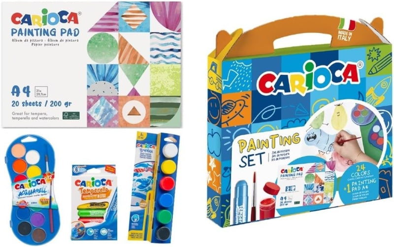 CARIOCA PAINTING SET PACK CON 12 ACUARELAS, 6 TEMPERAS Y 6 TEMPER