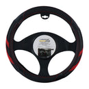 COBERTURA PARA VOLANTE PRETA COM DETALHES VERMELHOS, Ø37-39 CM