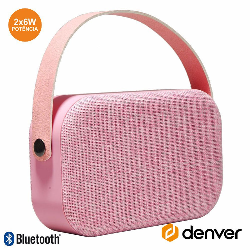 COLUNA BLUETOOTH PORTÁTIL 2X3W MALA AUXBAT ROSA DENVER