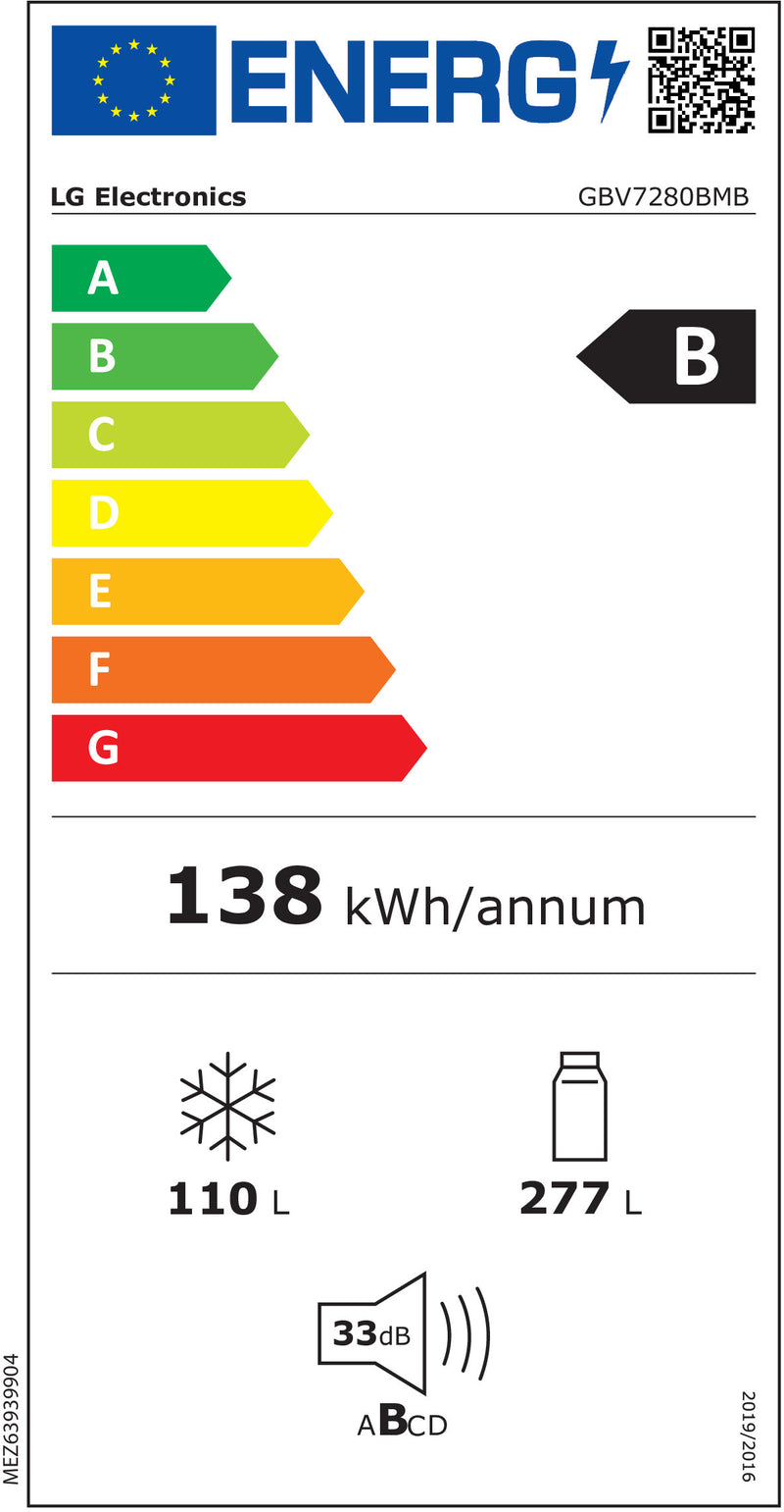 FRIGORÍFICO COMBINADO LG GBV7280BMB( NO FROST  - METAL SORBET  -