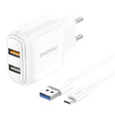 CARREGADOR RÁPIDO FONENG 2X USB EU36 + CABO MICRO USB