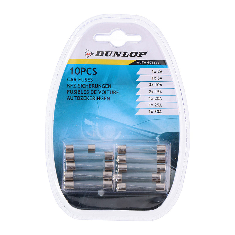 SET DE 10 FUSÍVEIS VARIADOS DE VIDRO PARA CARRO DUNLOP CORES / MO