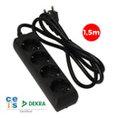 EXTENSÃO COM 4 TOMADAS T/TL 10/16A TIPO F 1,5M Ø3X1,5MM PRETA