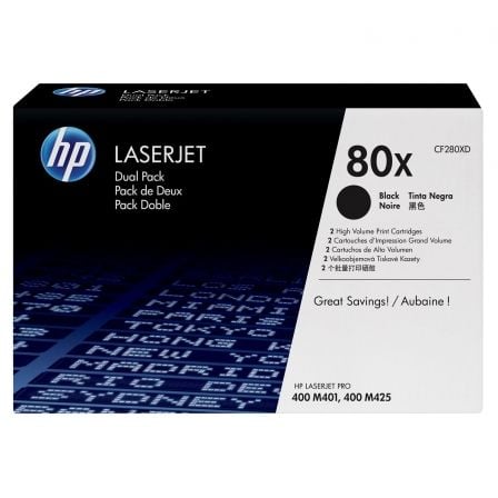 HP Conjunto Duplo de Toner LaserJet Original 80X Preto de elevado