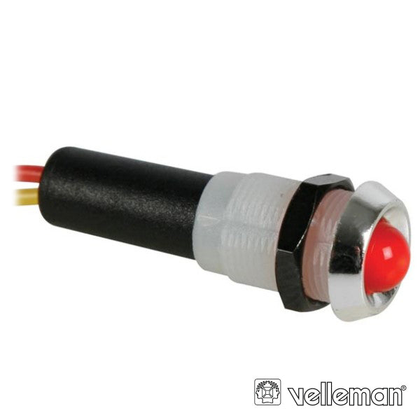 LED PILOTO 12V VERMELHO CAIXA ABS CROMADA VELLEMAN