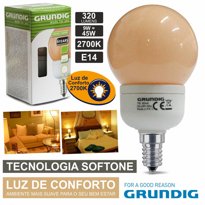 LMPADA E14 9W=45W 230V ECO TEC. SOFTONE 320LM GRUNDIG