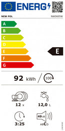 MÁQUINA DE LAVAR LOUÇA NEW POL NWD605W 12 CONJUNTOS BRANCA