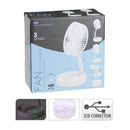 VENTILADOR DE MESA DOBRÁVEL, RECARREGÁVEL BRANCO, 3 VELOCIDADES,