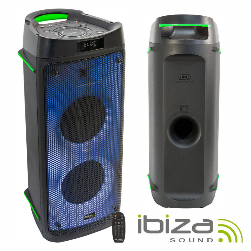 COLUNA AMPLIFICADA 2X6.5" USBSDAUXBT LED TWS IBIZA