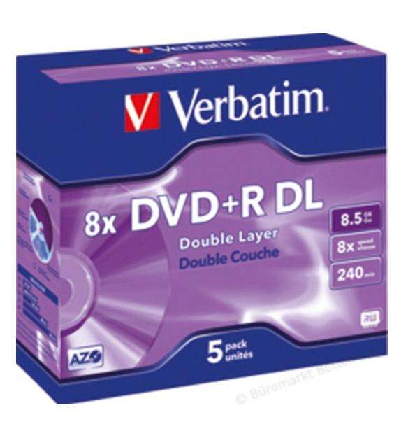 VERBATIM DVD+R 8X 8.5GB 240MIN DOUBLE LAYER CAIXA NORMAL (JEWEL)