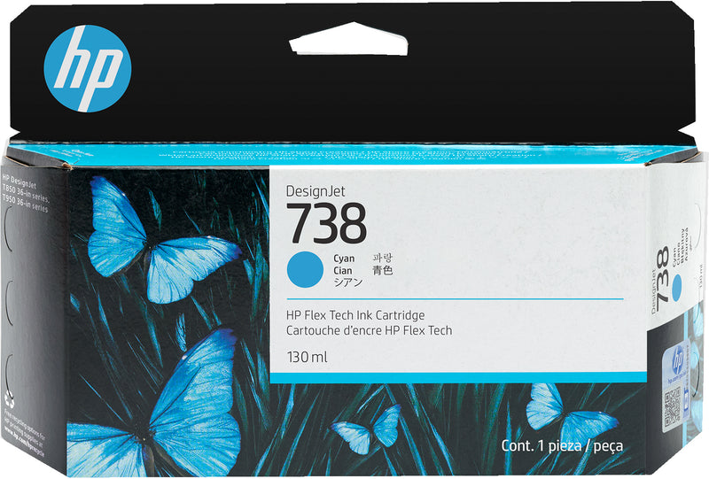 HP Tinteiro DesignJet 738 Ciano (130 ml)