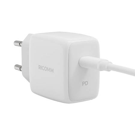 CARREGADOR DE PAREDE 25W PD RICOMM RC251 EU, 1XUSB-C + CABO USB-C