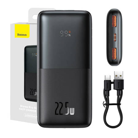 POWERBANK BASEUS BIPOW PRO 10000MAH, 2XUSB, USB-C, 22,5W (PRETO)