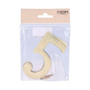 NUMERO 5 LATÃO POLIDO 10CM FIXAÇÃO INVISIVEL EDM