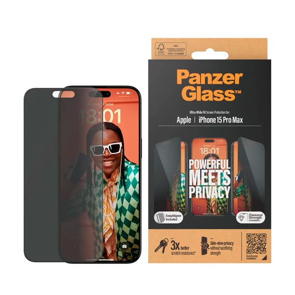 PanzerGlass Ultra Wide Fit Privacy Proteção de ecrã transparente