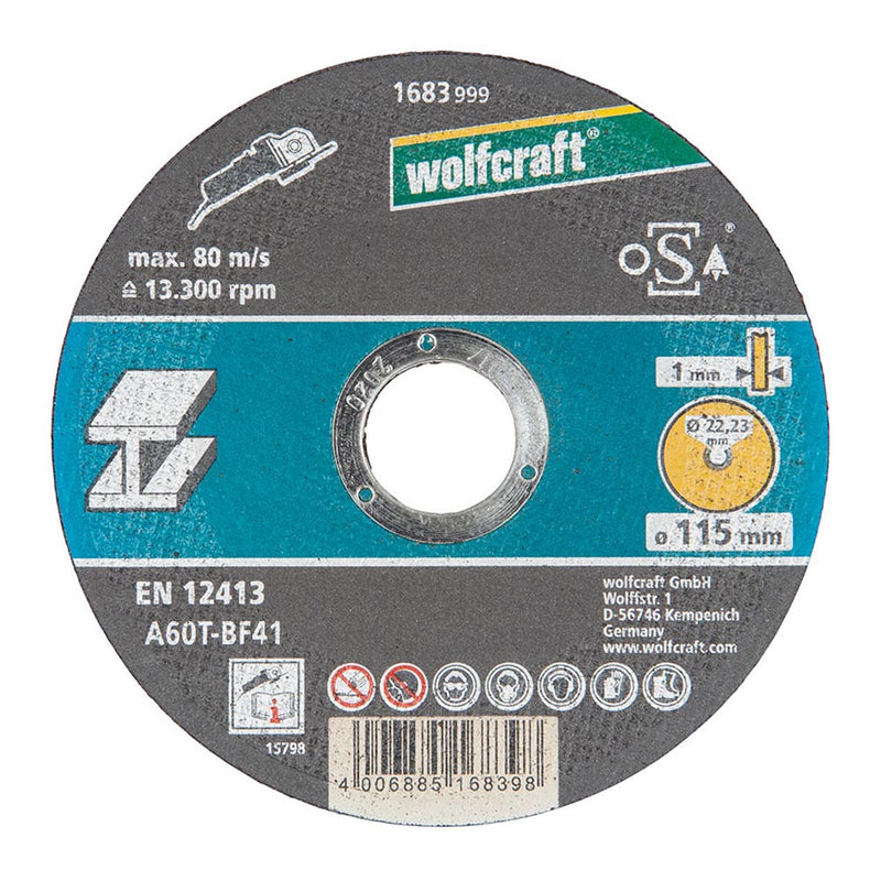 DISCO DE CORTE PARA METAL Ø115X1,0X22,23MM 1683999 WOLFCRAFT