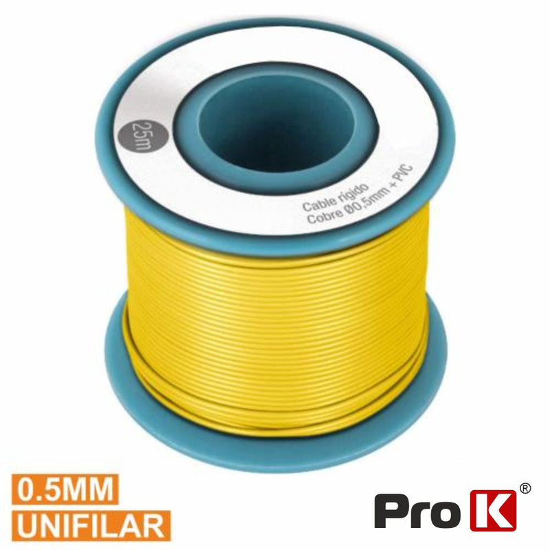 CABO UNIFILAR AMARELO 0.5MM ROLO 25M PROK