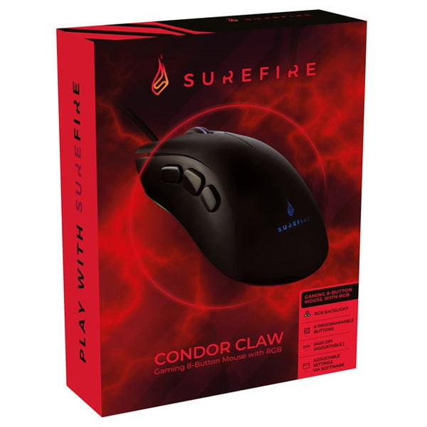 SUREFIRE GAMING RATO CONDOR CLAW 8-BOTOES RGB LED 6400DPI