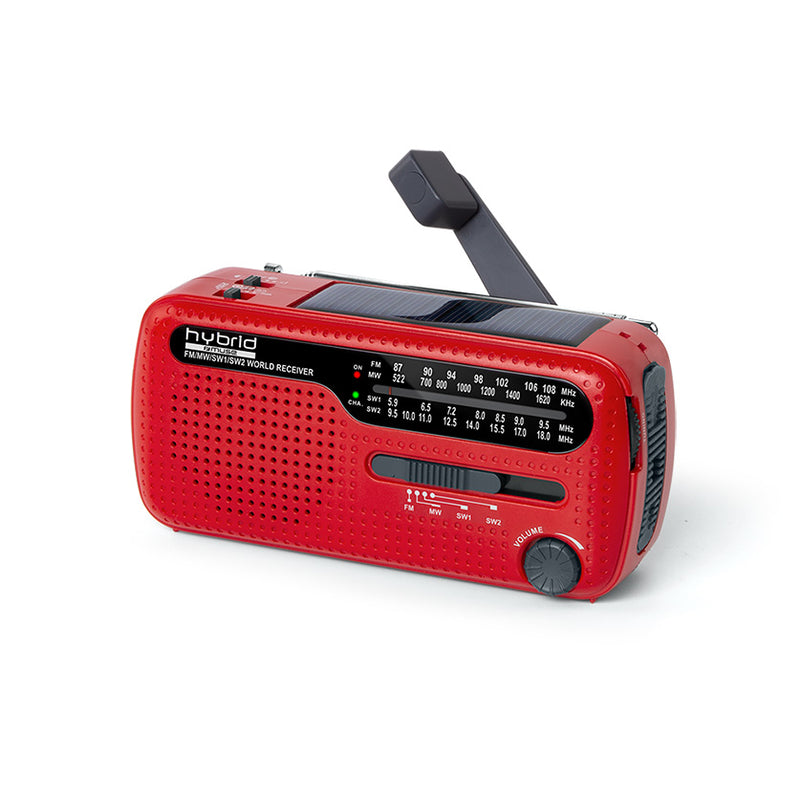 RADIO PORTATIL  MUSE MH-07 COM DINAMO E PAINEL SOLAR VERMELHO