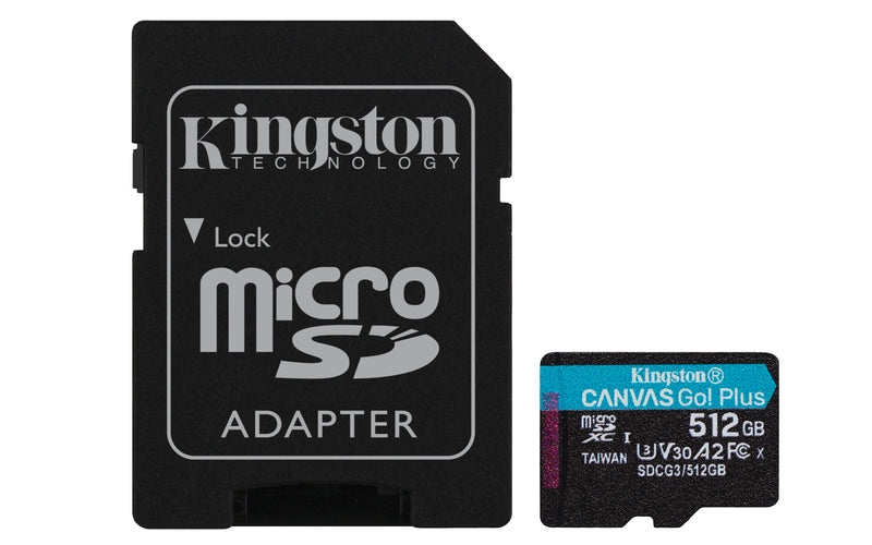 MICROSD KINGSTON CANVAS GO PLUS 512GB CLASS10 UHS-I U3 V30 A2(170