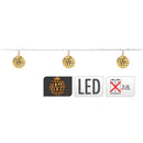 GRINALDA BRANCO QUENTE 10 LEDS COM BOLAS COR OURO (2,5CM) A PILHA