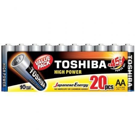 PACK DE 20 PILAS AA TOSHIBA HIGH POWER LR6 1.5V ALCALINAS