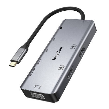 HUB 9EM1 RAYCUE USB-C PARA 2X USB-A 3.0 5GBPS + 2X SDTF 3.0 + 2X