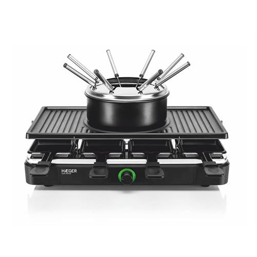 HAEGER GRELHADOR RACLETTE E FONDUE 1400W 8 PESSOAS