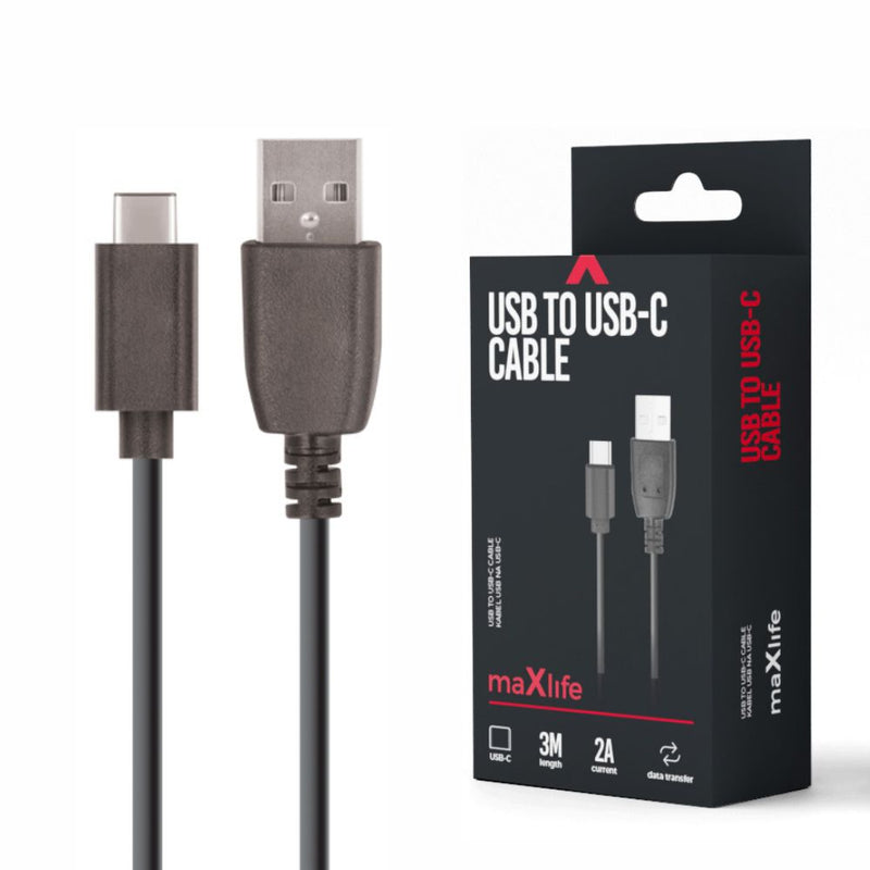 CABO USB-A 2.0 2A MACHO  USB-C PRETO 3M