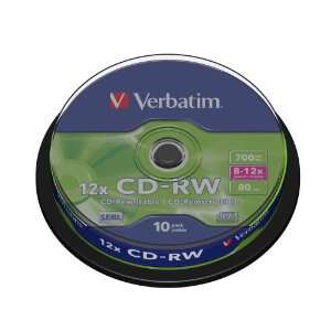 VERBATIM CD-RW 8X-12X 700MB 80MIN BOBINE (CAKE) PACK 10