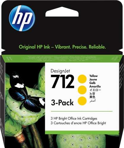 TINTEIRO HP 712 PACK DE 3 AMARELO