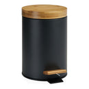 CAIXOTE DO LIXO COM PEDAL PRETO/BAMBU 3L ANDREA HOUSE