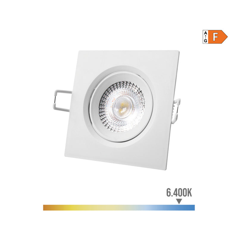 DOWNLIGHT LED QUADRADO DE ENCASTRAR 5W 6400K LUZ FRIA ARO BRANCO