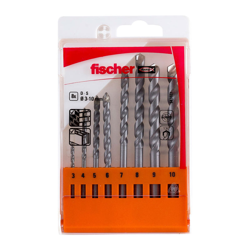 PACK 8 BROCAS DE PERCUSSÃO S Ø3/4/5/6/7/8/9/10MM 543027 FISCHER