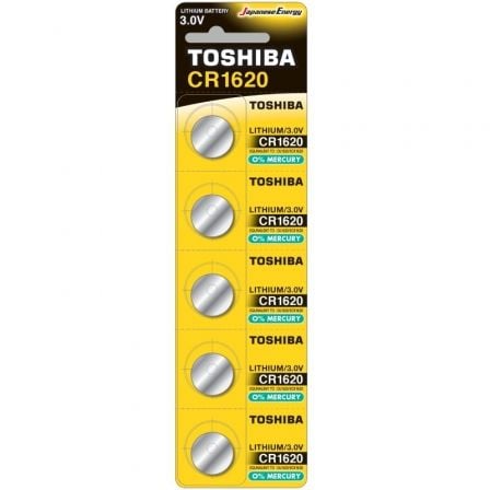 PACK DE 5 PILAS DE BOTÓN TOSHIBA CR1620 3V