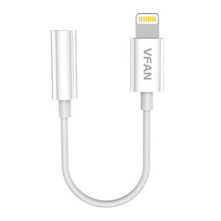 CABO VIPFAN L07 LIGHTNING NA MINI JACK 3.5 MM AUX, 10 CM BRANCO