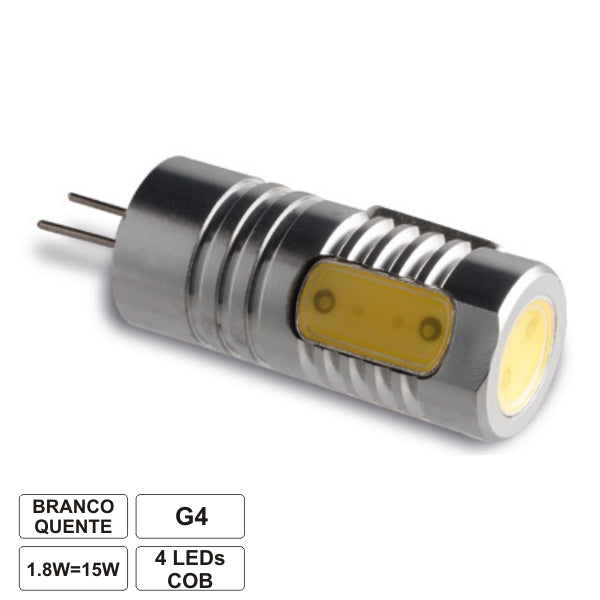 LMPADA G4 1.8W 12V 1 LED SMD COB BRANCO QUENTE