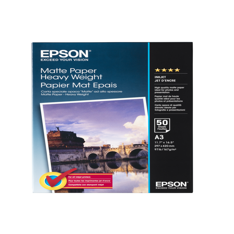 Epson Matte Paper Heavy Weight, DIN A3, 167g/m², 50 Folhas