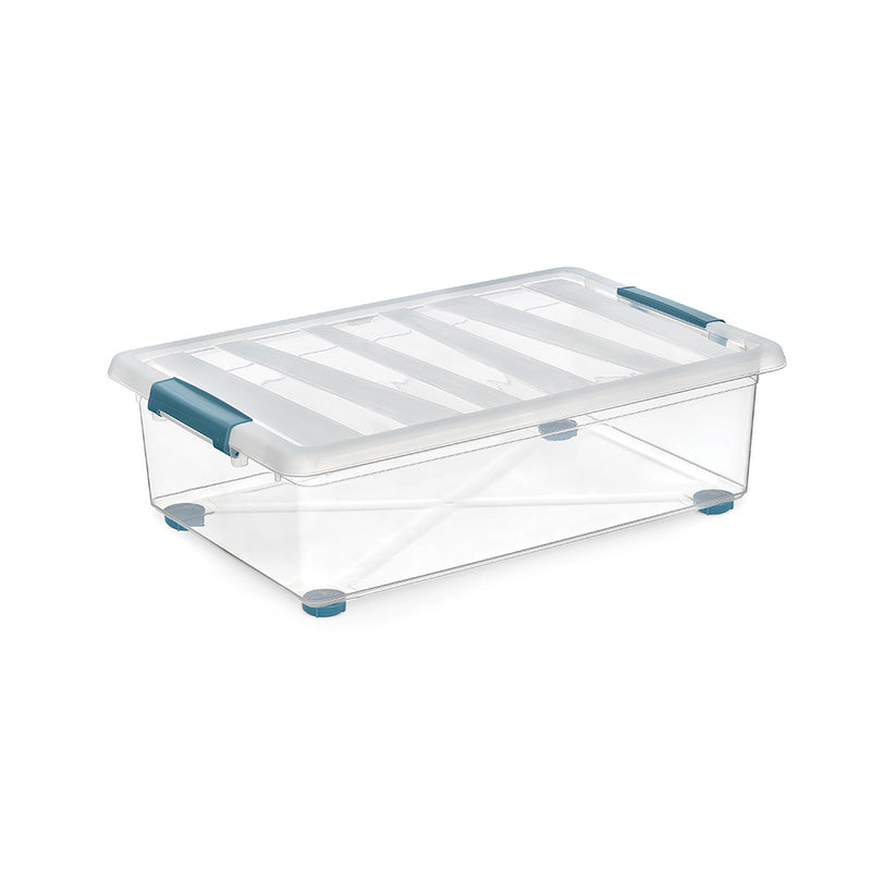 CAIXA KATLA TRANSPARENTE 28L COM RODAS E ALÇAS ERGONÓMICAS 59X39X