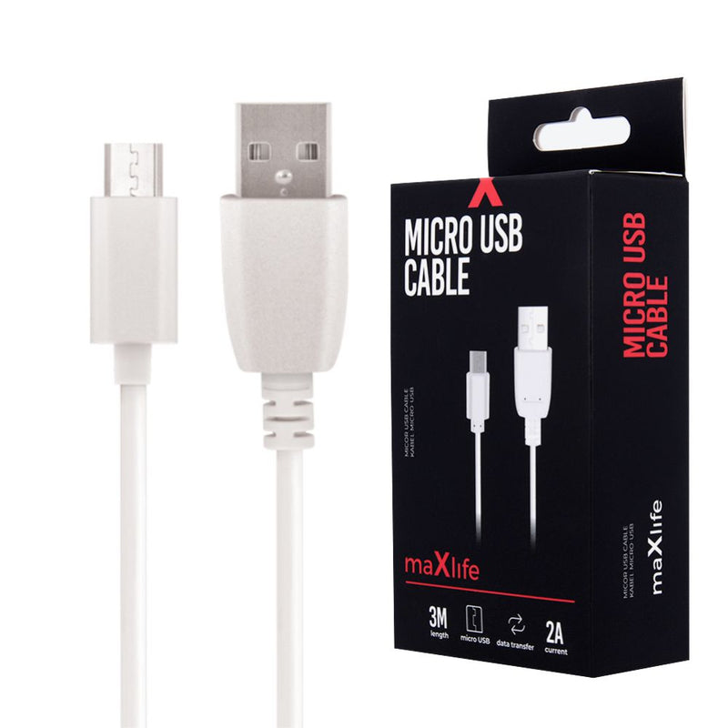 CABO USB-A 2.0 2A MACHO  MICRO USB-B BRANCO 3M