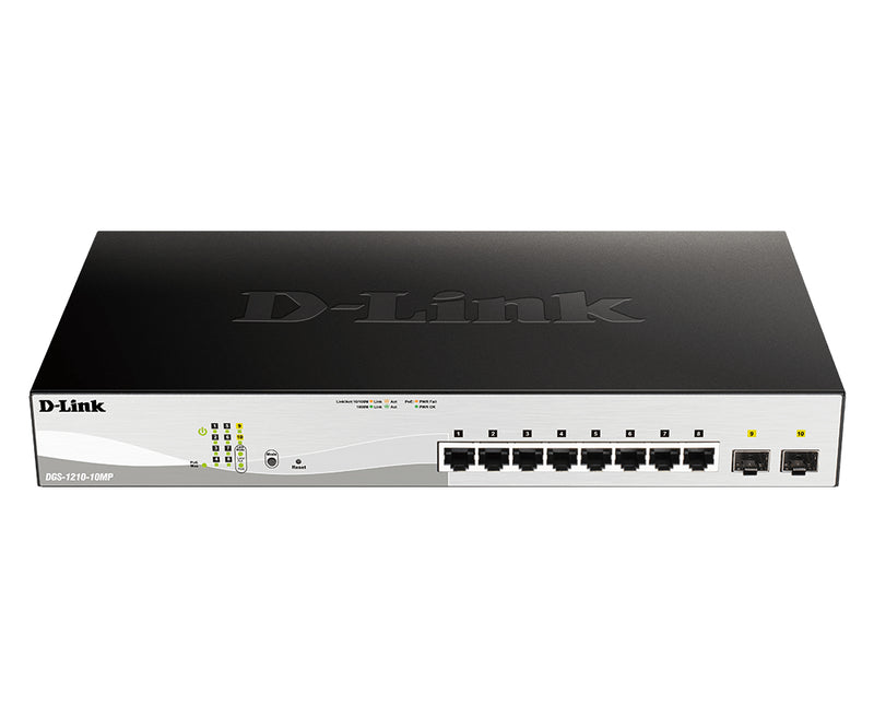 D-LINK 10-PORT 101001000 GIGABIT POE+ SMART SWITCH + 2 SFP PORTS.