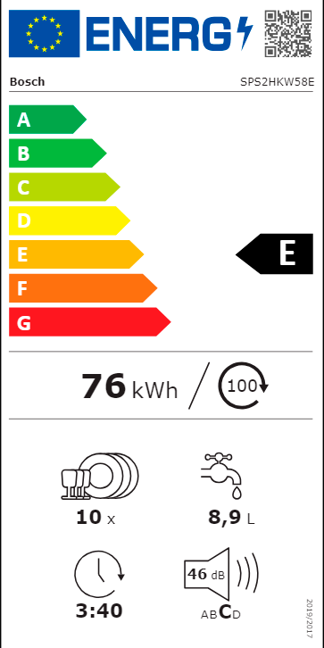 MÁQUINA DE LAVAR LOIÇA BOSCH SPS2HKW58E( 10 TALHERES - 6 P - E  )