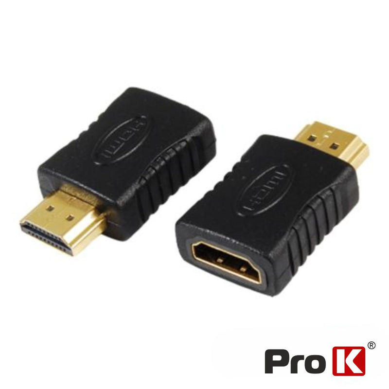 FICHA ADAPTADORA HDMI FÊMEA  HDMI MACHO DOURADA PROK