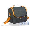 BOLSA TÉRMICA DE 9 LITROS, DESIGN EM JEANS CINZA COM DETALHES E A