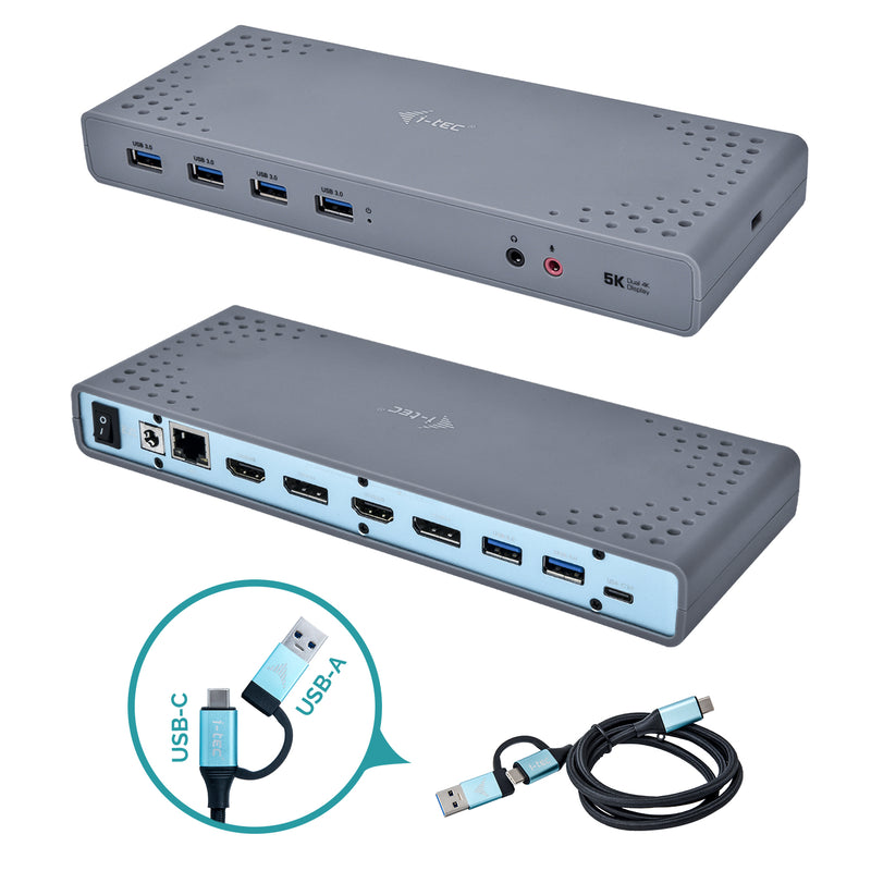 i-tec CADUAL4KDOCK base & duplicador de portas Com fios USB 3.2 G