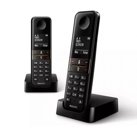 TELÉFONO INALÁMBRICO PHILIPS D4702B34 PACK DUO NEGRO