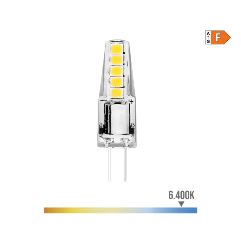 LÂMPADA DE SILICONE BI-PIN LED G4 12V 2W 180LM 6400K LUZ FRIA Ø10