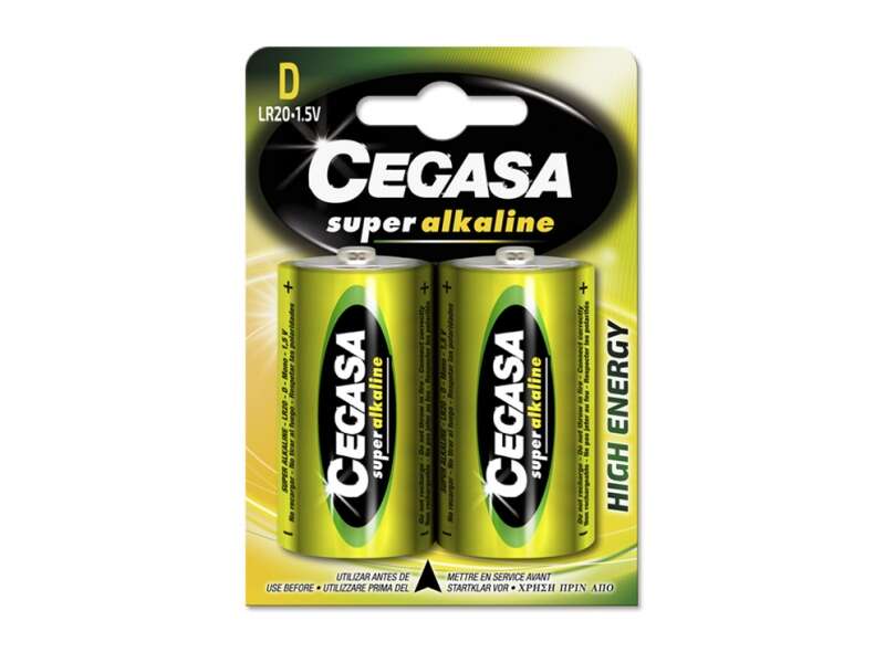 CEGASA SUPER ALCALINE LR20 PACK 2 PILAS LR20 1.5V - ALTA TECNOLOG